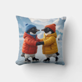 クリスマスのペンギンペア アイススケート クッション