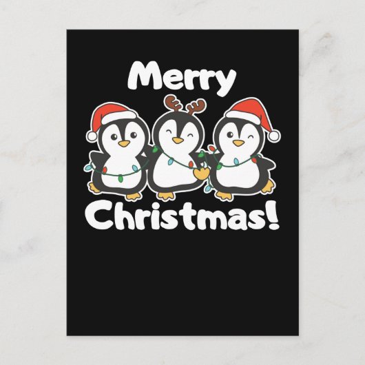 クリスマスのペンギン動物 かわいいペンギン シーズンポストカード (正面)