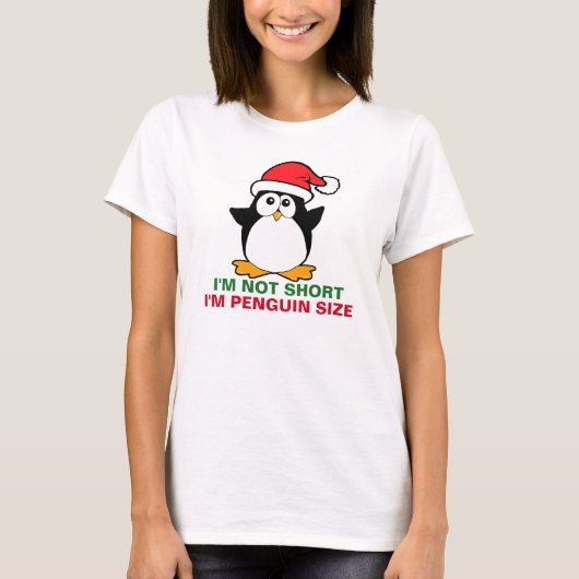 クリスマスのペンギン私は短くないです私ですペンギンのサイズ Tシャツ (正面)