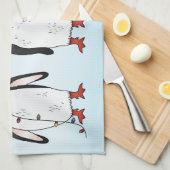 クリスマスのペンギン3羽のイラスト キッチンタオル (四つ折り)