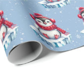 クリスマスのペンギン　氷山にて ラッピングペーパー (ロールコーナー)