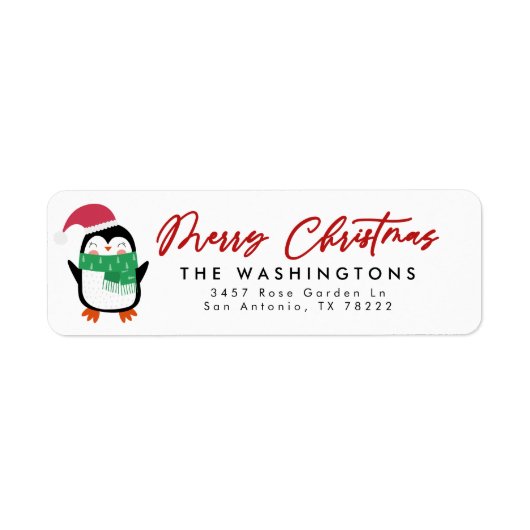 クリスマスのペンギン 返送先ラベル ラベル (正面)