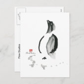 クリスマスのペンギン、Sumi-e シーズンポストカード (正面/裏面)
