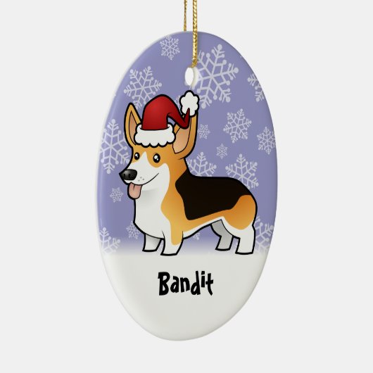 クリスマスのペンブロークのウェルシュコーギー(ペットネームを加えて下さい) セラミックオーナメント (右)