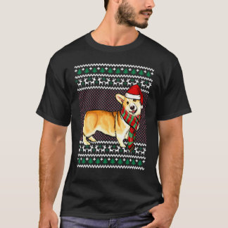 クリスマスのペンブロークウェルシュコーギー犬サンタ帽子おかしいクリス Tシャツ