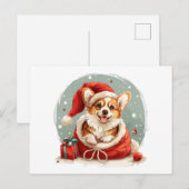 クリスマスのペンブローク・ウェルシュ・コーギー子犬 ポストカード (正面/裏面)