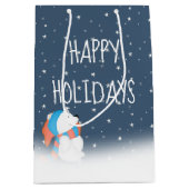 クリスマスのホッキョクグマと星 ミディアムペーパーバッグ (正面)