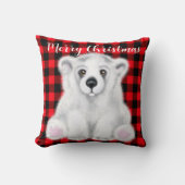クリスマスのホッキョクグマの子ネコ クッション (正面)