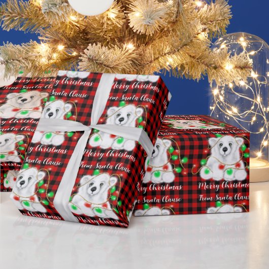 クリスマスのホッキョクグマの子ネコ ラッピングペーパー (クリスマス)