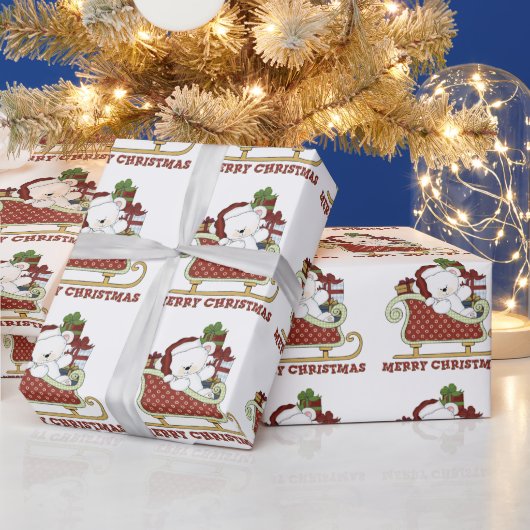 クリスマスのホッキョクグマ包装紙 ラッピングペーパー (クリスマス)