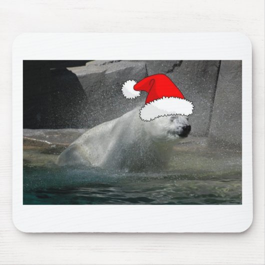 クリスマスのホッキョクグマ マウスパッド (正面)
