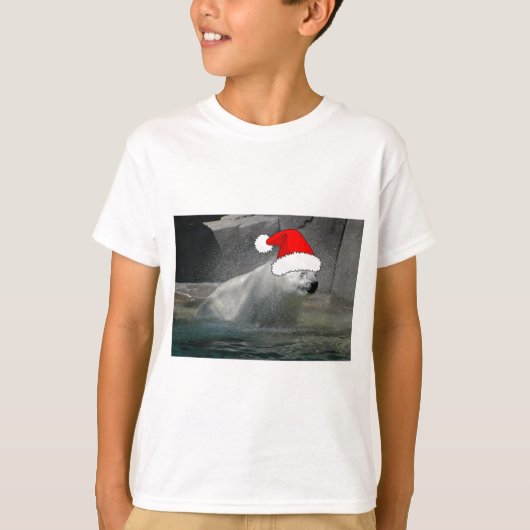 クリスマスのホッキョクグマ Tシャツ (正面)