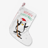 クリスマスのホッケーのペンギン スモールクリスマスストッキング (正面 (吊り時))