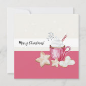クリスマスのホットココアとクッキー 水彩画 (正面)