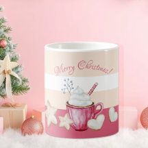 クリスマスのホットココアとクッキー 水彩画