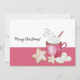 クリスマスのホットココアとクッキー 水彩画 招待状