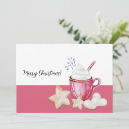 クリスマスのホットココアとクッキー 水彩画 招待状