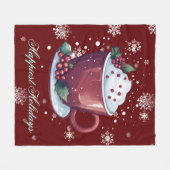 クリスマスのホットココアカップ | 赤 フリースブランケット (正面(横))