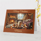 クリスマスのホットチョコレートとクッキー カード (黄色い花)