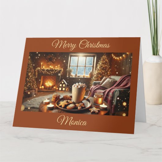 クリスマスのホットチョコレートとクッキー カード (正面)