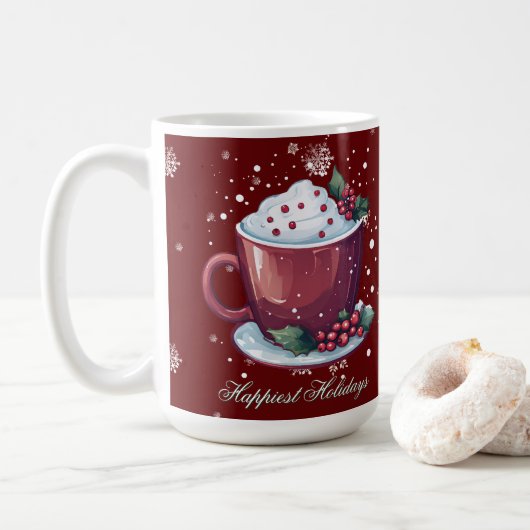 クリスマスのホットチョコレートカップ 赤いコーヒーマグ コーヒーマグカップ (ドーナツ)