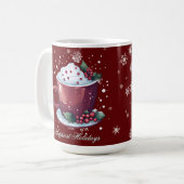 クリスマスのホットチョコレートカップ 赤いコーヒーマグ コーヒーマグカップ (正面左)
