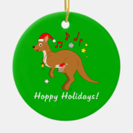 クリスマスのホップの豊富な休日のカンガルーのお母さんそしてJoey セラミックオーナメント