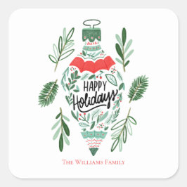 クリスマスのホリデー オーナメント スクエアシール