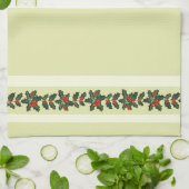 クリスマスのホリー キッチンタオル (折り畳み)