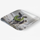 クリスマスのホルスタイン牛がリースを身に着ける ペーパープレート (傾斜あり)