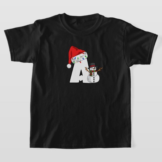クリスマスのホワイトレターA Tシャツ (レイダウン)