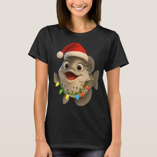 クリスマスのホワイト・ブラックバス Tシャツ (正面)