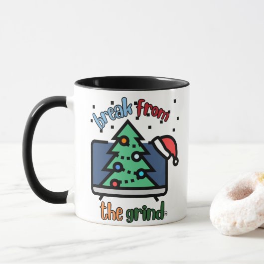 クリスマスのホームビデオ コーヒーマグ マグカップ (ドーナツ)