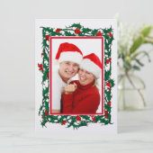 クリスマスのホーリーと実のボーダー写真 シーズンカード (スタンド正面)