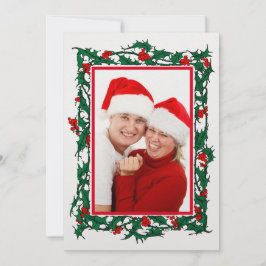 クリスマスのホーリーと実のボーダー写真 シーズンカード