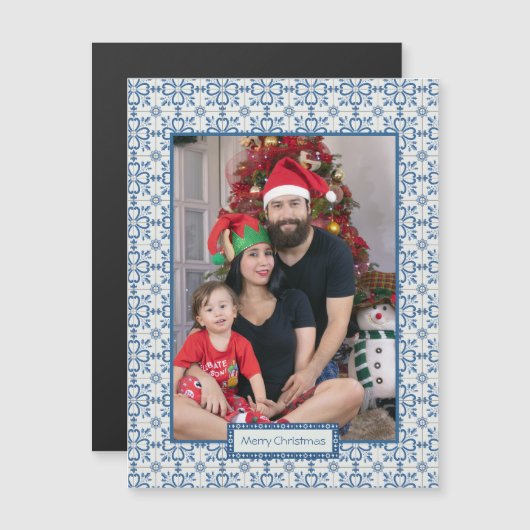 クリスマスのホーリーと花のペタルタイルフレーム (正面/裏面)