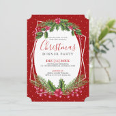 クリスマスのホーリーの花束 ディナー招待 招待状 (スタンド正面)