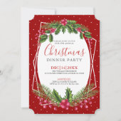 クリスマスのホーリーの花束 ディナー招待 招待状 (正面)