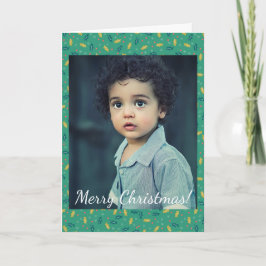 クリスマスのホーリーの葉と実の雪の結晶の写真 ノートカード