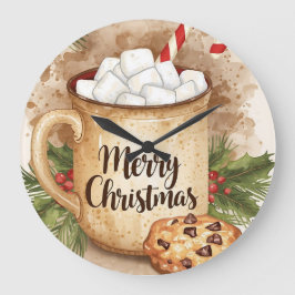 クリスマスのホーリー クッキー お祭り ココア ラージ壁時計