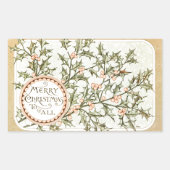 クリスマスのホーリー プリティ アンティーク グリーティング 長方形シール (正面)