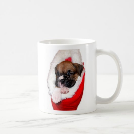 クリスマスのボクサーの子犬のマグ コーヒーマグカップ (右)