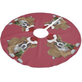 クリスマスのボクサーの子犬の木のスカート ブラッシュドポリエステルツリースカート (アングル)