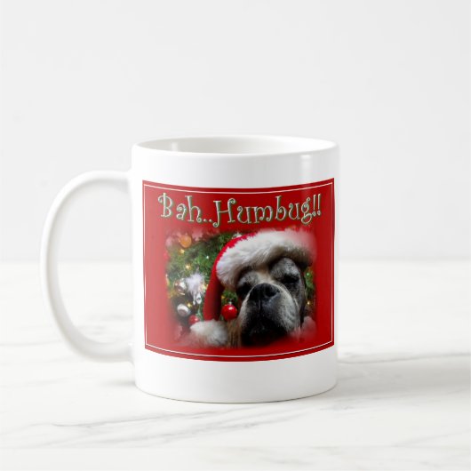 クリスマスのボクサー犬のマグ コーヒーマグカップ (左)