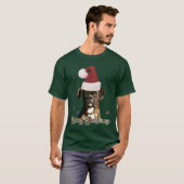 クリスマスのボクサー犬のTシャツ Tシャツ (正面フル)