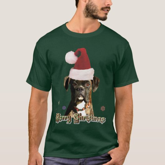 クリスマスのボクサー犬のTシャツ Tシャツ (正面)