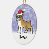 クリスマスのボクサー(あなたのペットネームを加えて下さい) セラミックオーナメント (左)