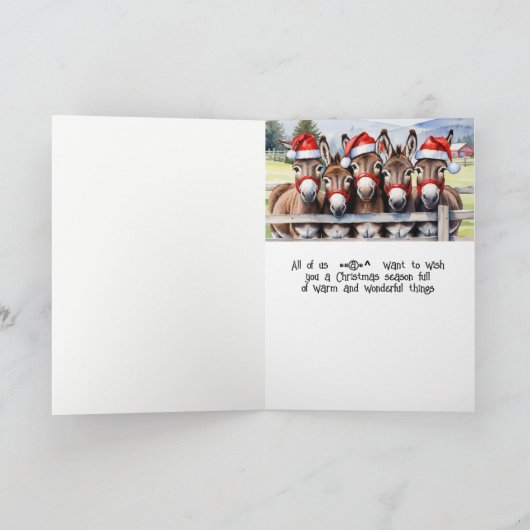 クリスマスのボスすべての米国の動物ロバのユーモア シーズンカード (内部)