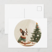クリスマスのボストンテリア犬 シーズンポストカード (正面/裏面)
