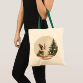 クリスマスのボストンテリア犬 トートバッグ (正面(商品))
